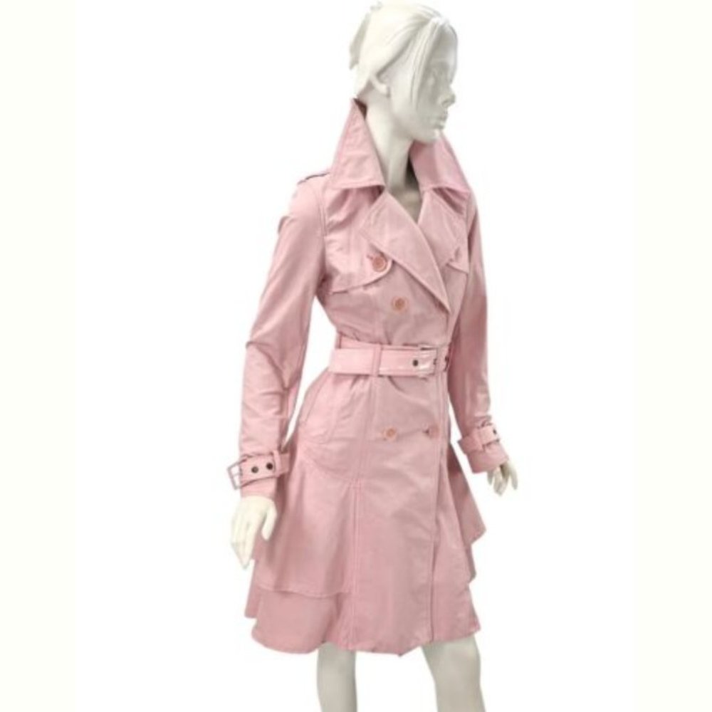 Vintage Jean Paul Gaultier Tiered Ruffle Trench Coat Patent Leather Corset Belt